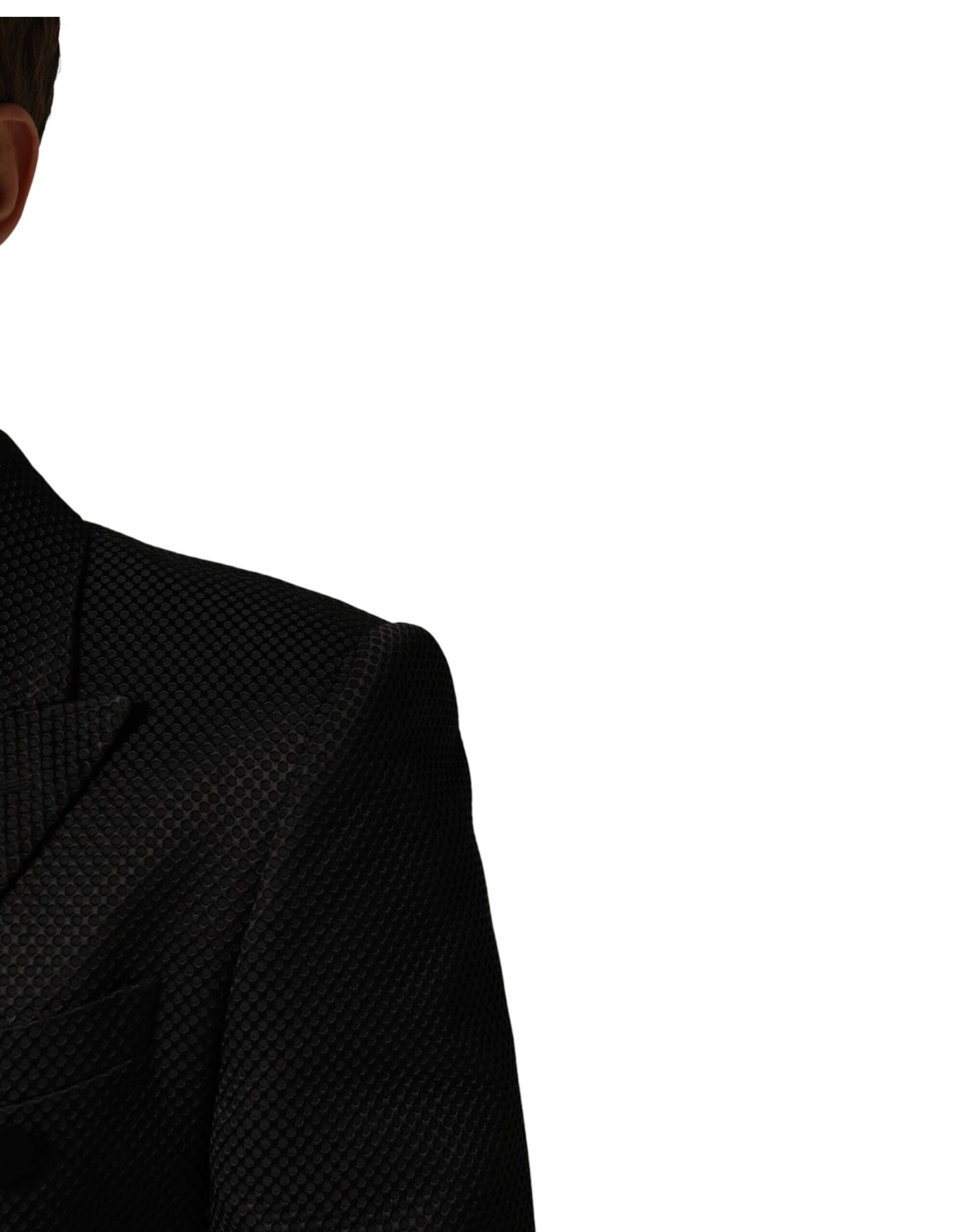 Dolce & Gabbana Black Cotton Double Breasted 2 Button Blazer Dolce & Gabbana
