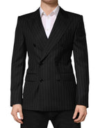 Dolce & Gabbana Dark Gray Stripes Double Breasted 2Button Blazer