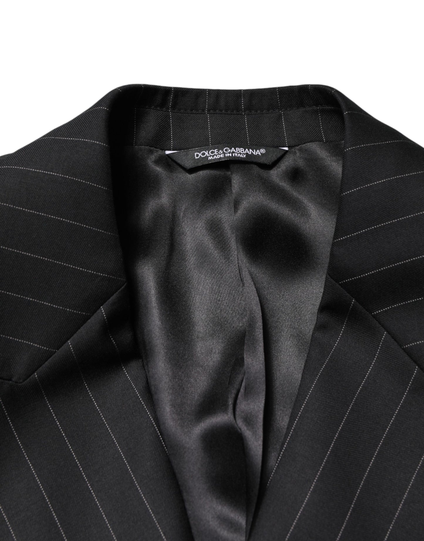 Dolce & Gabbana Black Stripes Double Breasted 2Button Blazer Dolce & Gabbana