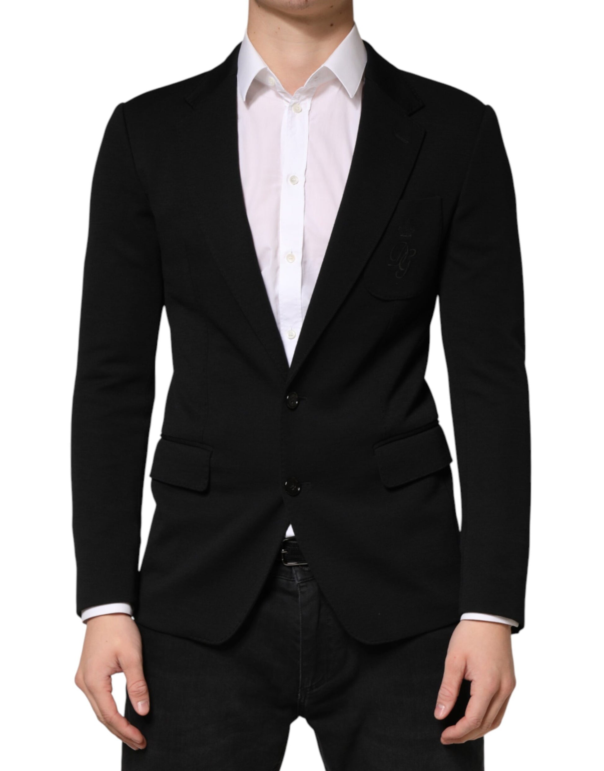 Dolce & Gabbana Black Wool Single Breasted 2 Button Blazer Dolce & Gabbana