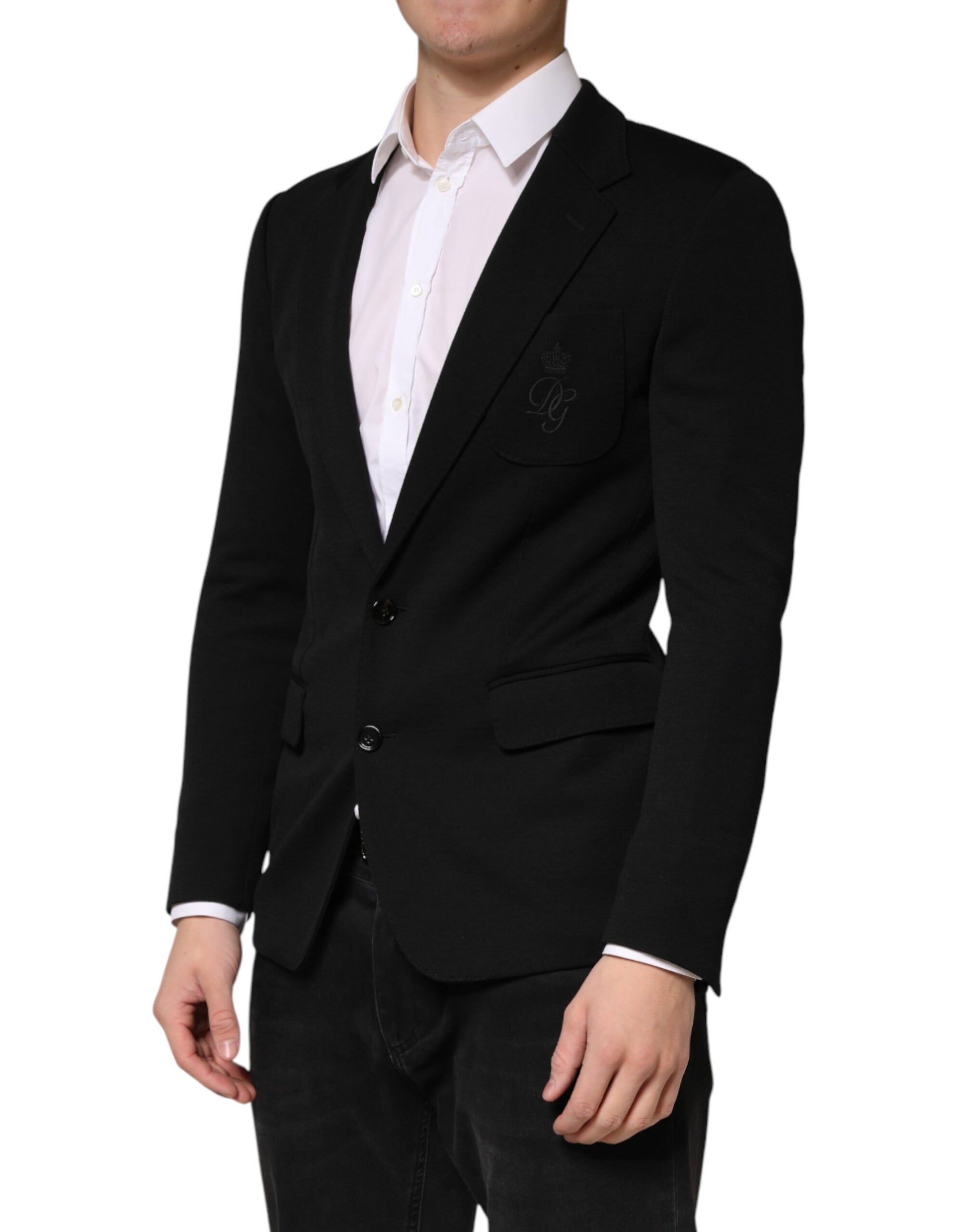 Dolce & Gabbana Black Wool Single Breasted 2 Button Blazer Dolce & Gabbana