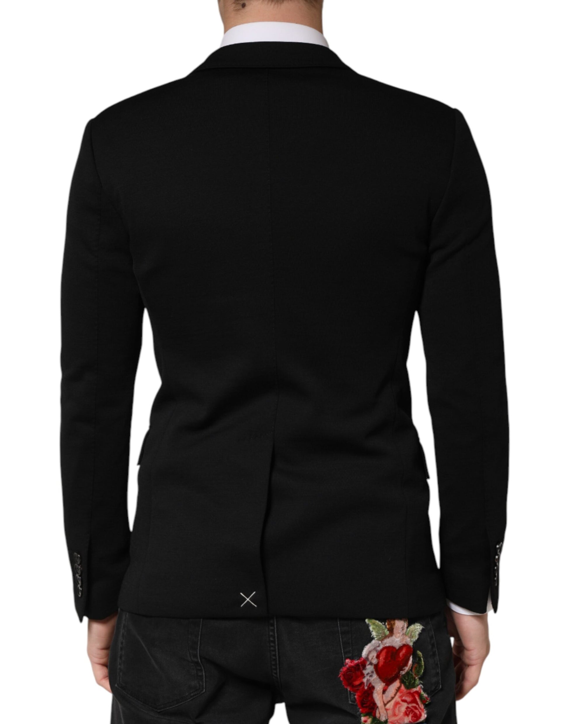 Dolce & Gabbana Black Wool Single Breasted 2 Button Blazer Dolce & Gabbana