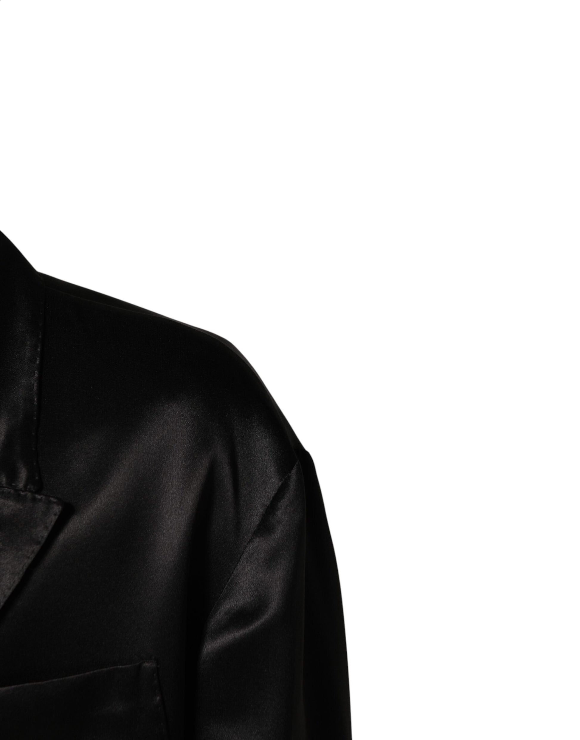 Dolce & Gabbana Black Silk Double Breasted 2 Button Blazer Dolce & Gabbana