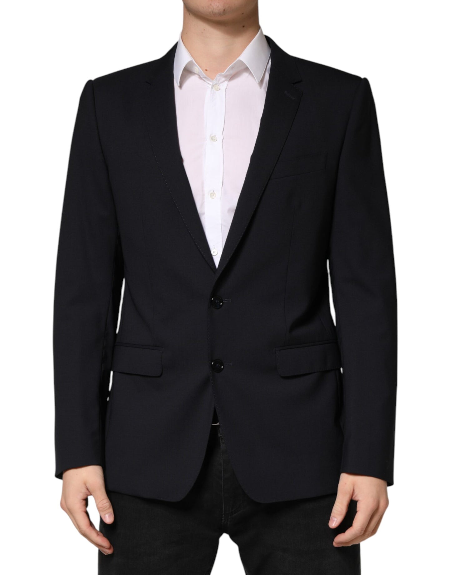 Dolce & Gabbana Black Wool Single Breasted 2 Button Blazer Dolce & Gabbana