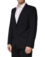 Dolce & Gabbana Dark Blue Wool Single Breasted 2 Button Blazer