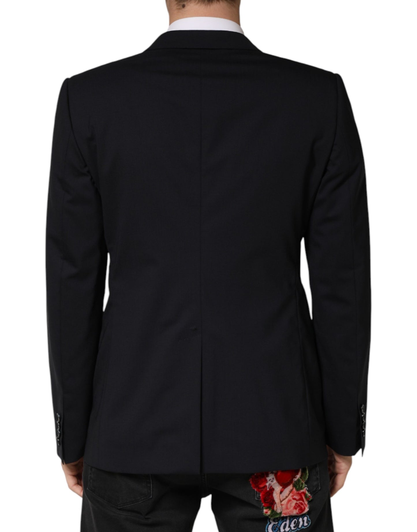 Dolce & Gabbana Black Wool Single Breasted 2 Button Blazer Dolce & Gabbana