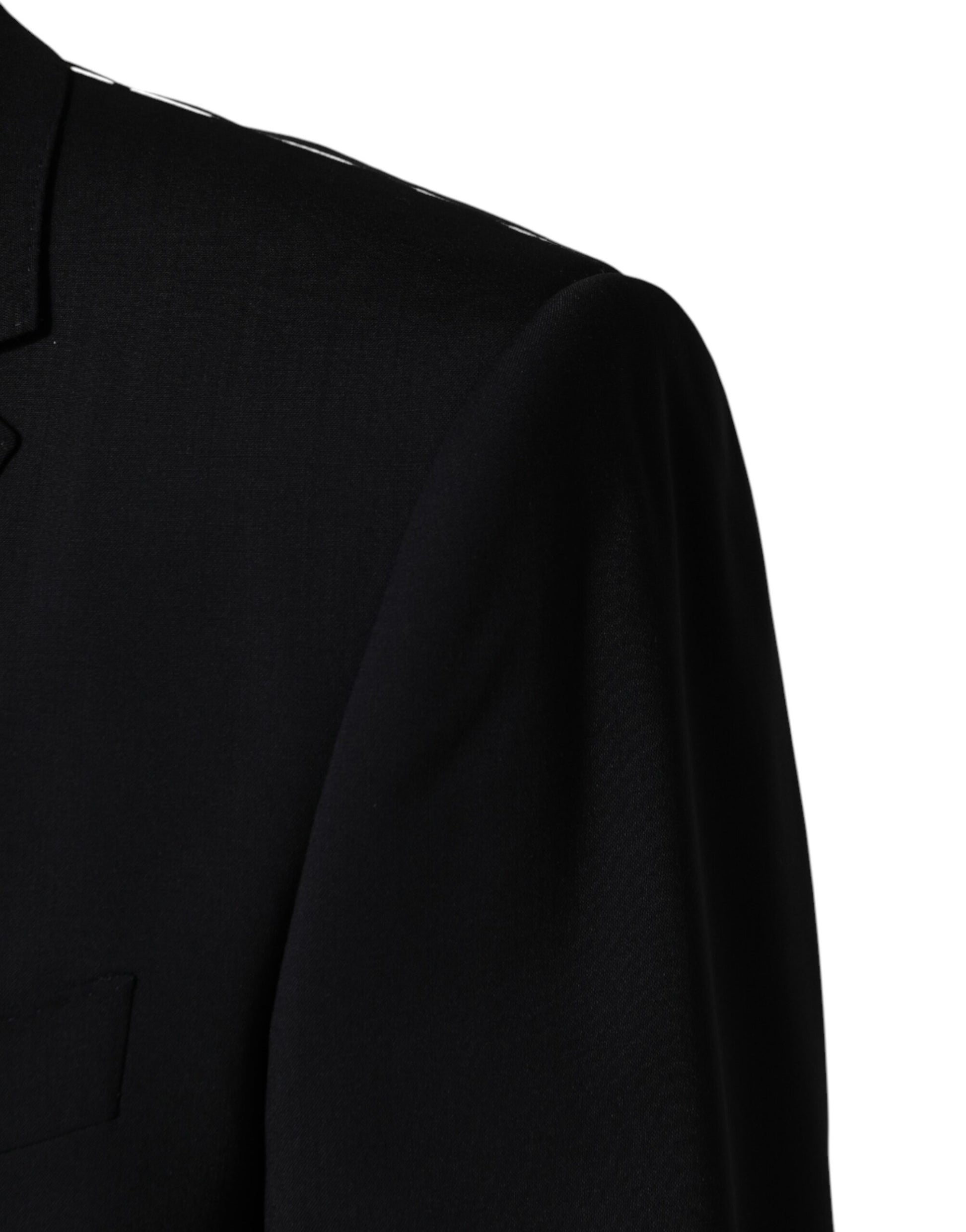 Dolce & Gabbana Black Wool Single Breasted 2 Button Blazer Dolce & Gabbana