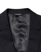 Dolce & Gabbana Dark Blue Wool Single Breasted 2 Button Blazer