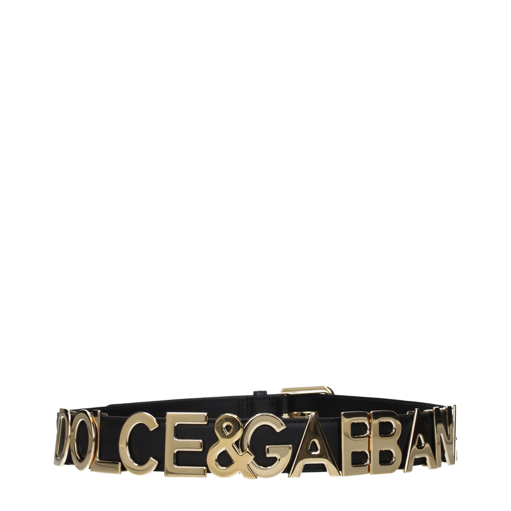 Dolce & Gabbana black leather regular belt with sleek buckle, stylish accessory for men or women.