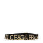 Dolce & Gabbana black leather regular belt with sleek buckle, stylish accessory for men or women.