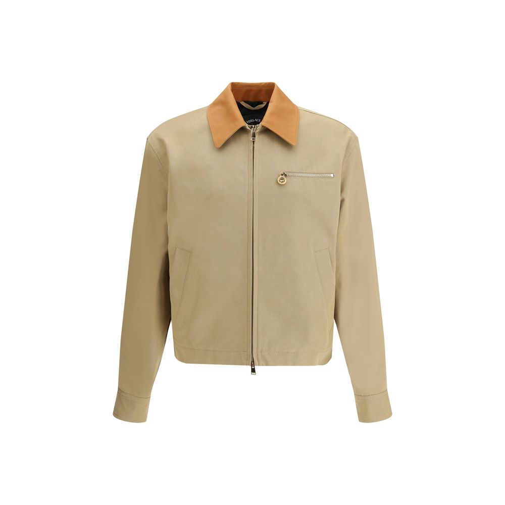 Versace Beige Cotton Full-Length Jacket - Eljoys Fashion 
