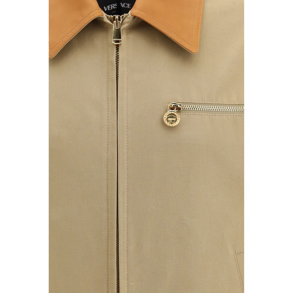 Versace Beige Cotton Full-Length Jacket - Eljoys Fashion 