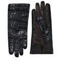 Black leather gloves by Miu Miu with sleek design and stitching details, perfect for stylish winter accessories.
