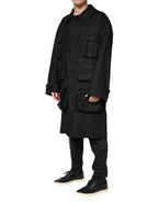 Dolce & Gabbana Black Pockets Collared Trench Coat Jacket - Eljoys Fashion 