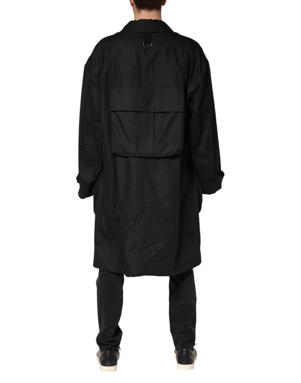 Dolce & Gabbana Black Pockets Collared Trench Coat Jacket - Eljoys Fashion 