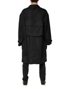 Dolce & Gabbana Black Pockets Collared Trench Coat Jacket - Eljoys Fashion 
