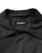 Dolce & Gabbana Black Pockets Collared Trench Coat Jacket - Eljoys Fashion 