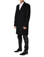 Dolce & Gabbana Black Wool Single Breasted Long Coat Jacket - Eljoys Fashion 