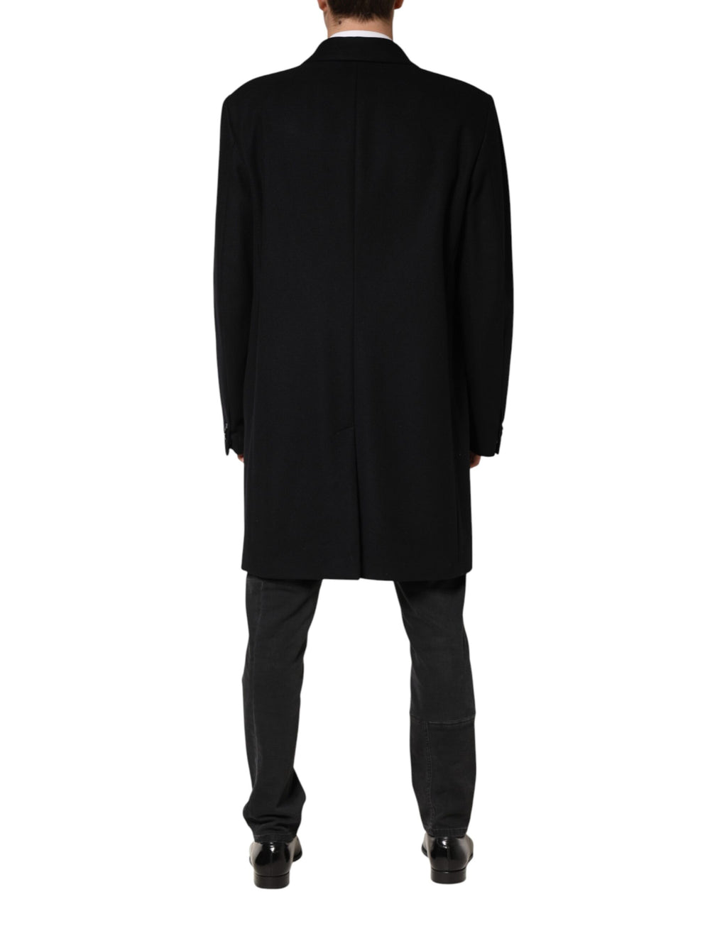 Dolce & Gabbana Black Wool Single Breasted Long Coat Jacket - Eljoys Fashion 