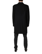 Dolce & Gabbana Black Wool Single Breasted Long Coat Jacket - Eljoys Fashion 
