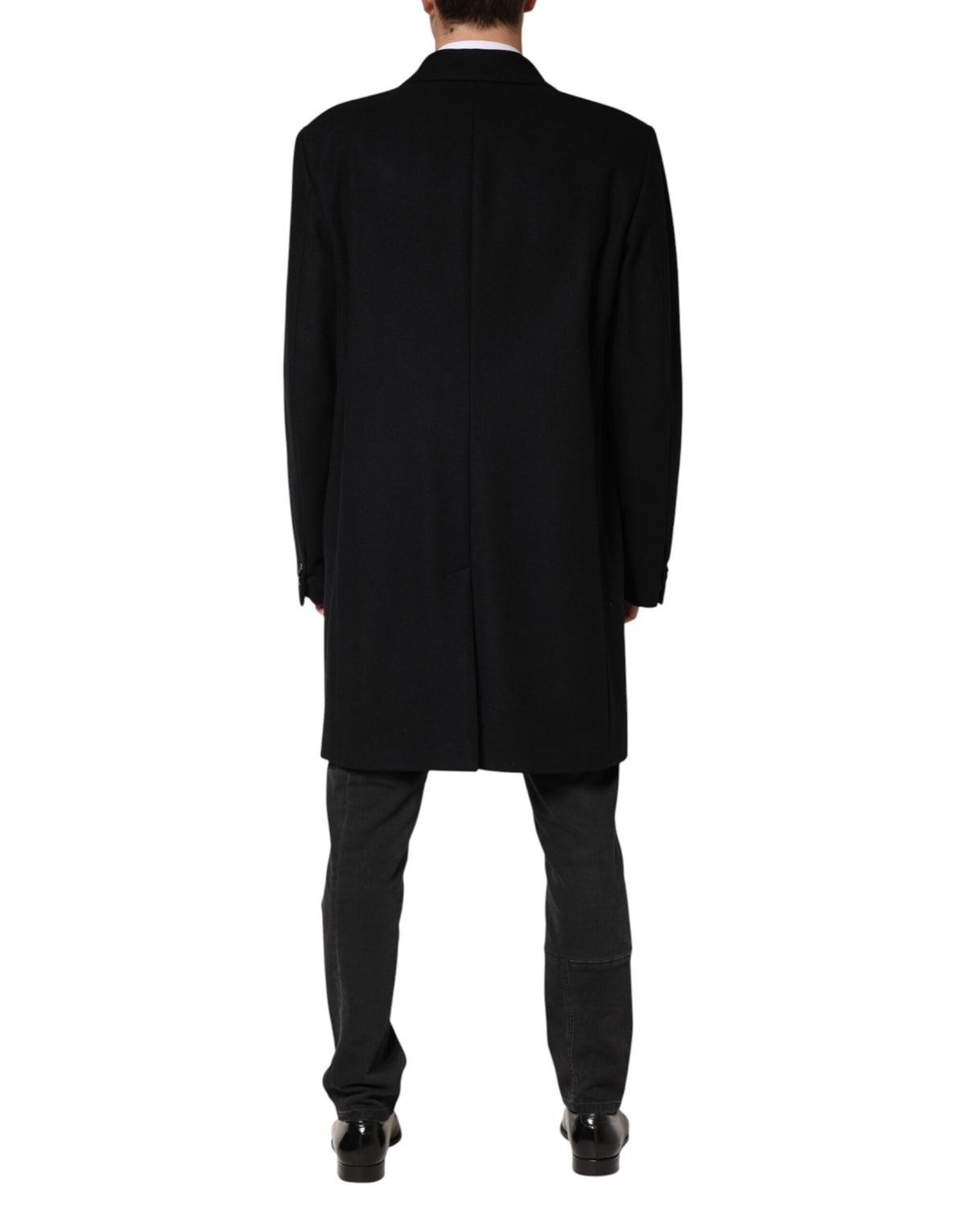 Dolce & Gabbana Black Wool Single Breasted Long Coat Jacket - Eljoys Fashion 