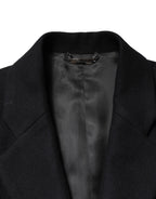 Dolce & Gabbana Black Wool Single Breasted Long Coat Jacket - Eljoys Fashion 