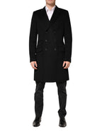 Dolce & Gabbana Black Wool Double Breasted TrenchCoat Jacket - Eljoys Fashion 