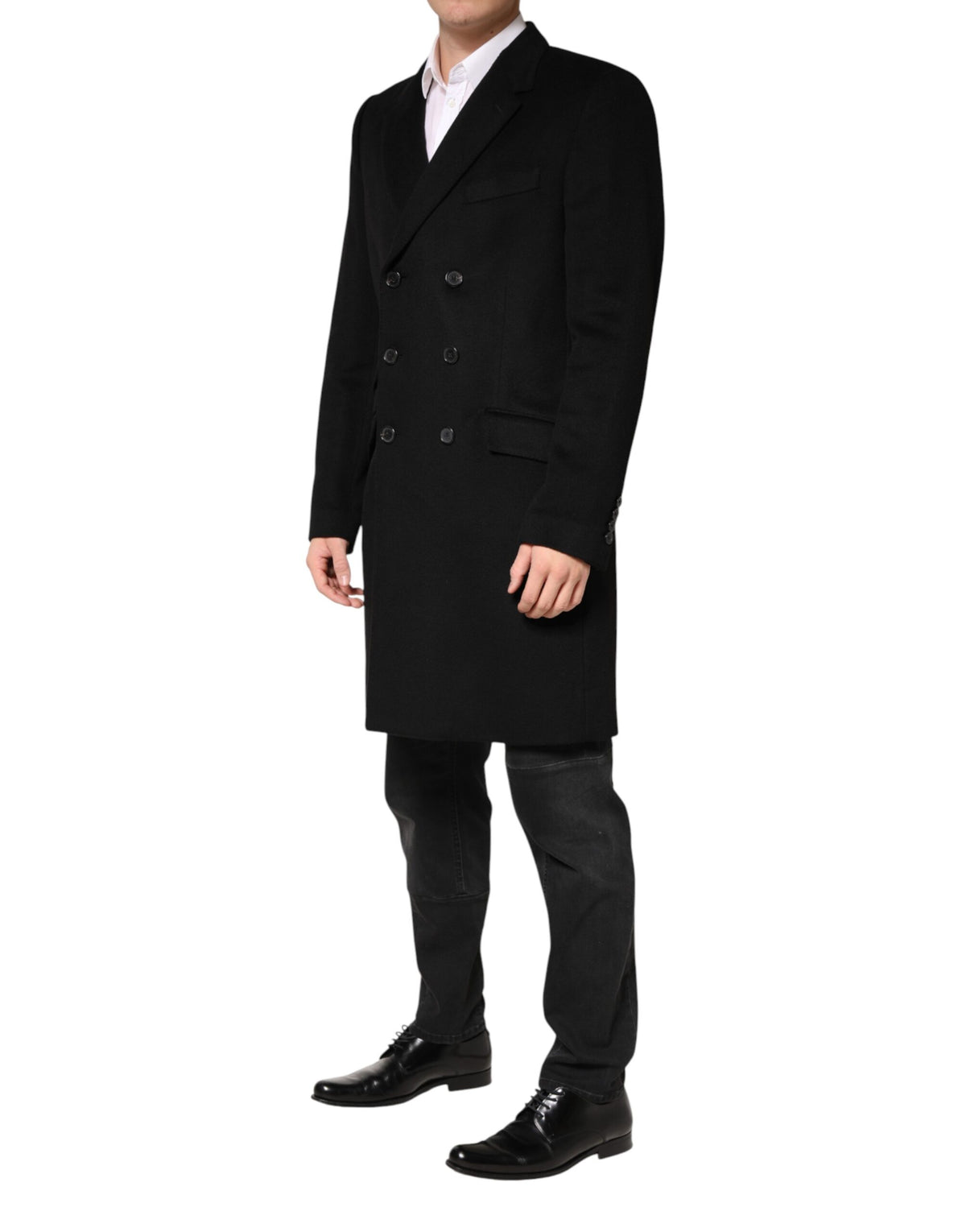 Dolce & Gabbana Black Wool Double Breasted TrenchCoat Jacket - Eljoys Fashion 