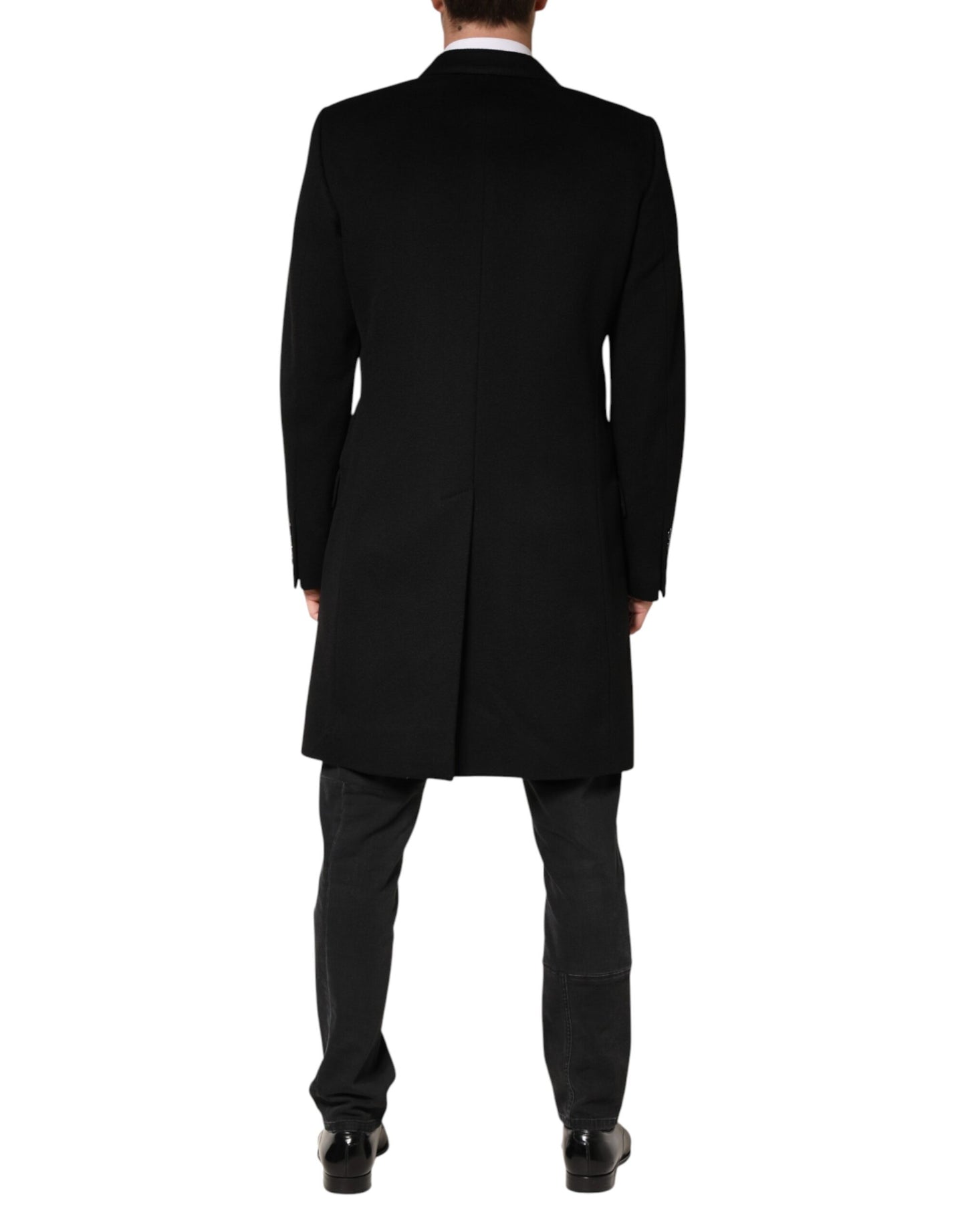 Dolce & Gabbana Black Wool Double Breasted TrenchCoat Jacket Dolce & Gabbana