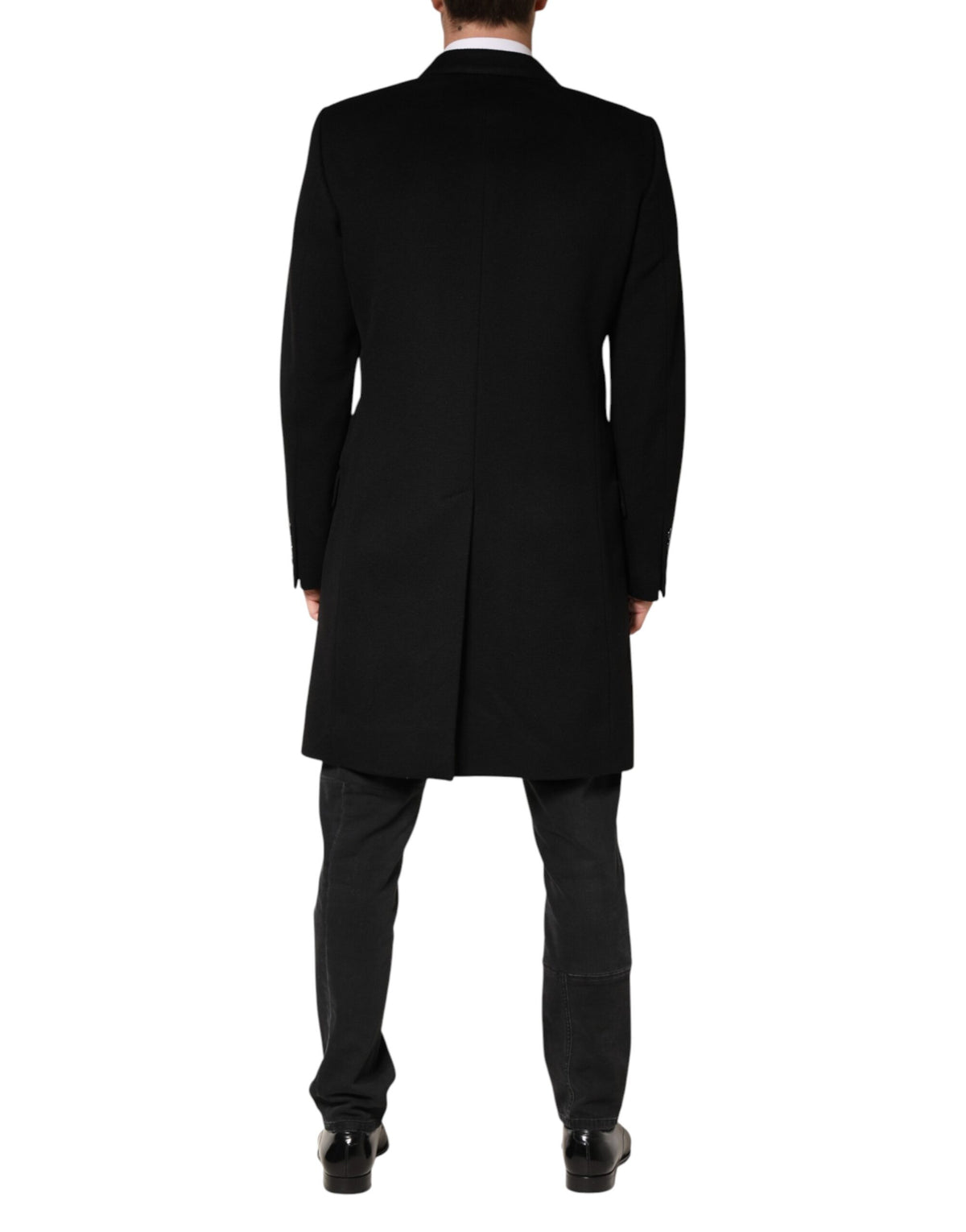 Dolce & Gabbana Black Wool Double Breasted TrenchCoat Jacket - Eljoys Fashion 