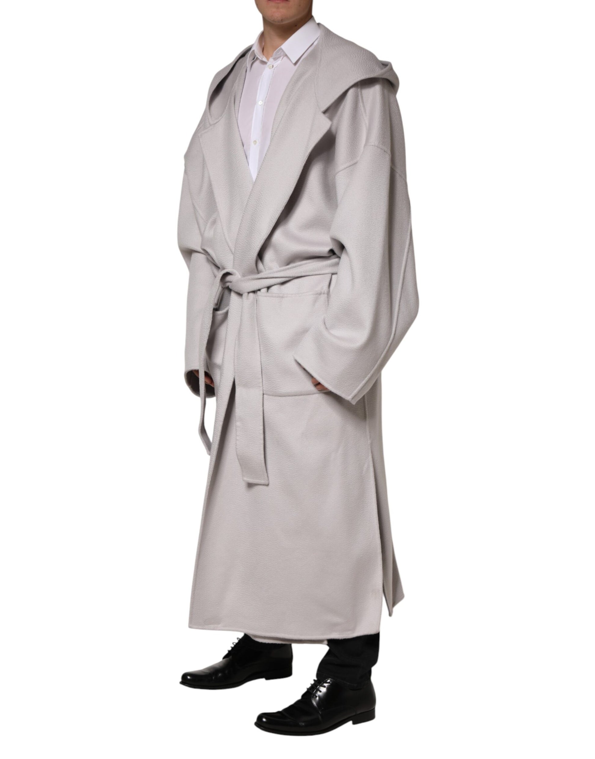 Dolce & Gabbana Off White Belted Long Trench Coat Men Jacket Dolce & Gabbana