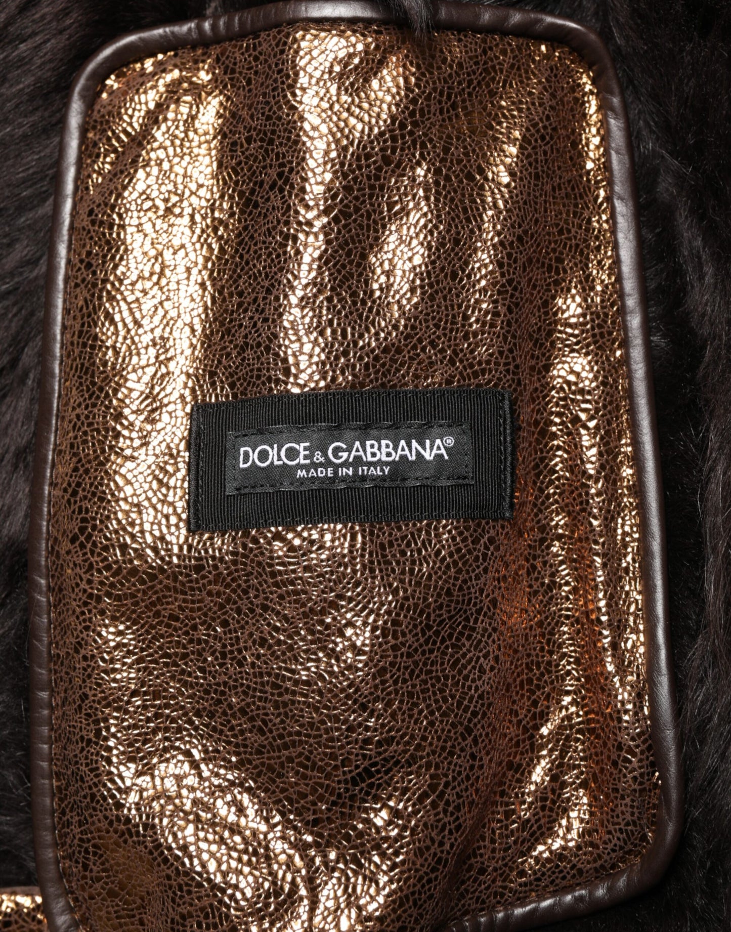 Dolce & Gabbana Bronze Leather Fur Full Zip Men Biker Jacket Dolce & Gabbana