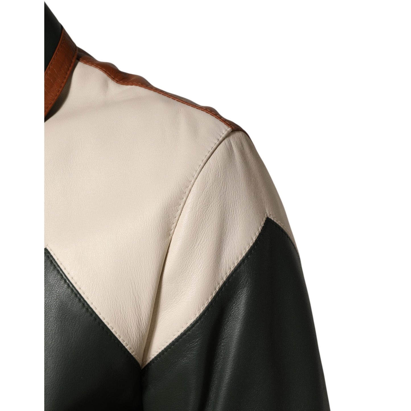 Dolce & Gabbana Multicolor Leather Full Zip men Biker Jacket Dolce & Gabbana