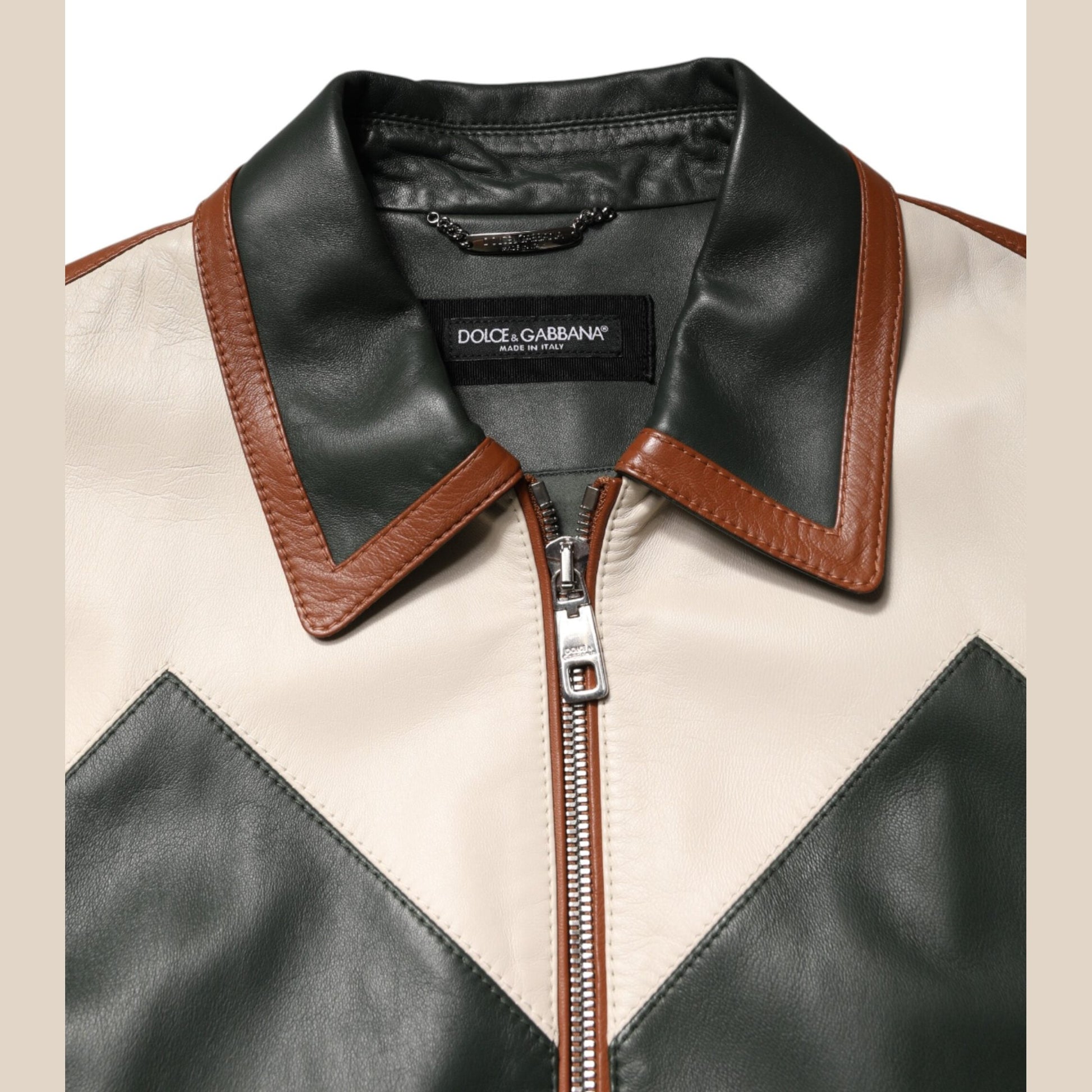 Dolce & Gabbana Multicolor Leather Full Zip men Biker Jacket Dolce & Gabbana