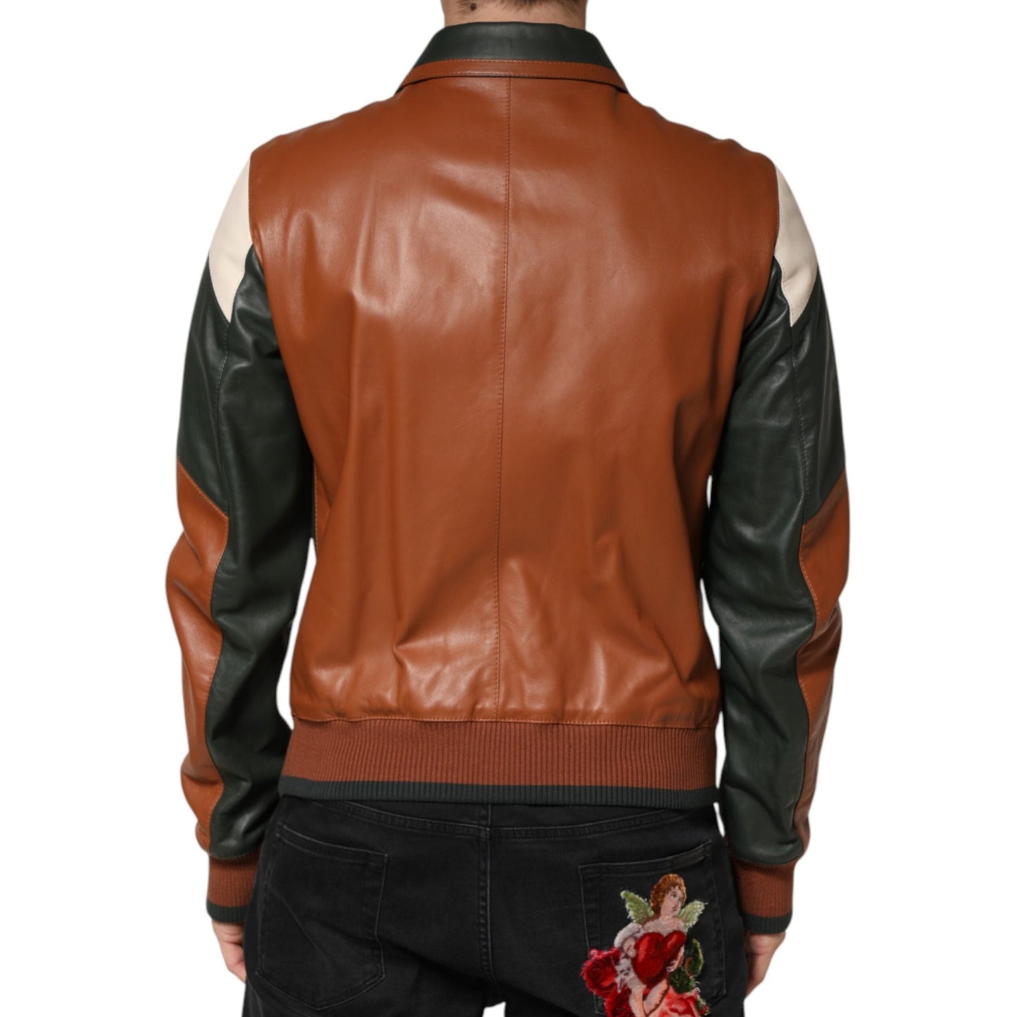 Dolce & Gabbana Multicolor Leather Full Zip men Biker Jacket Dolce & Gabbana