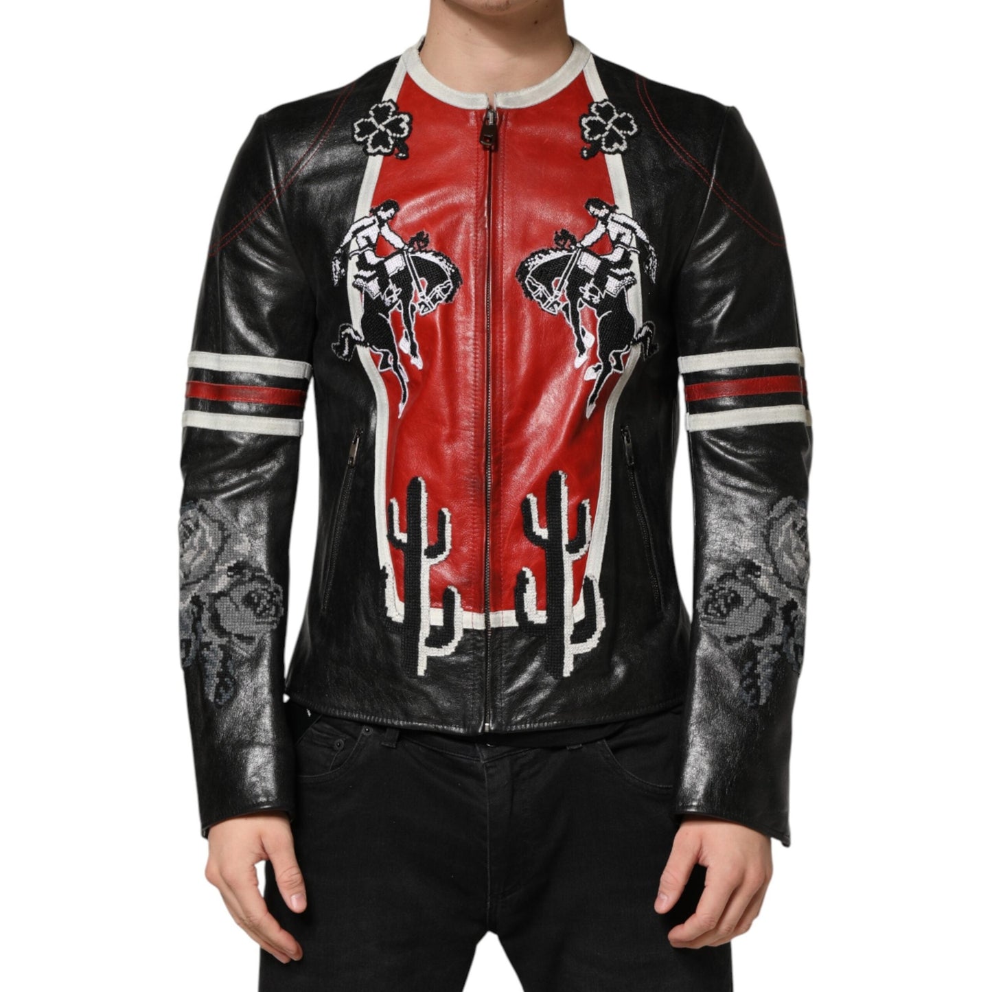 Dolce & Gabbana Multicolor Guns n' Roses Full Zip Men Biker Jacket Dolce & Gabbana