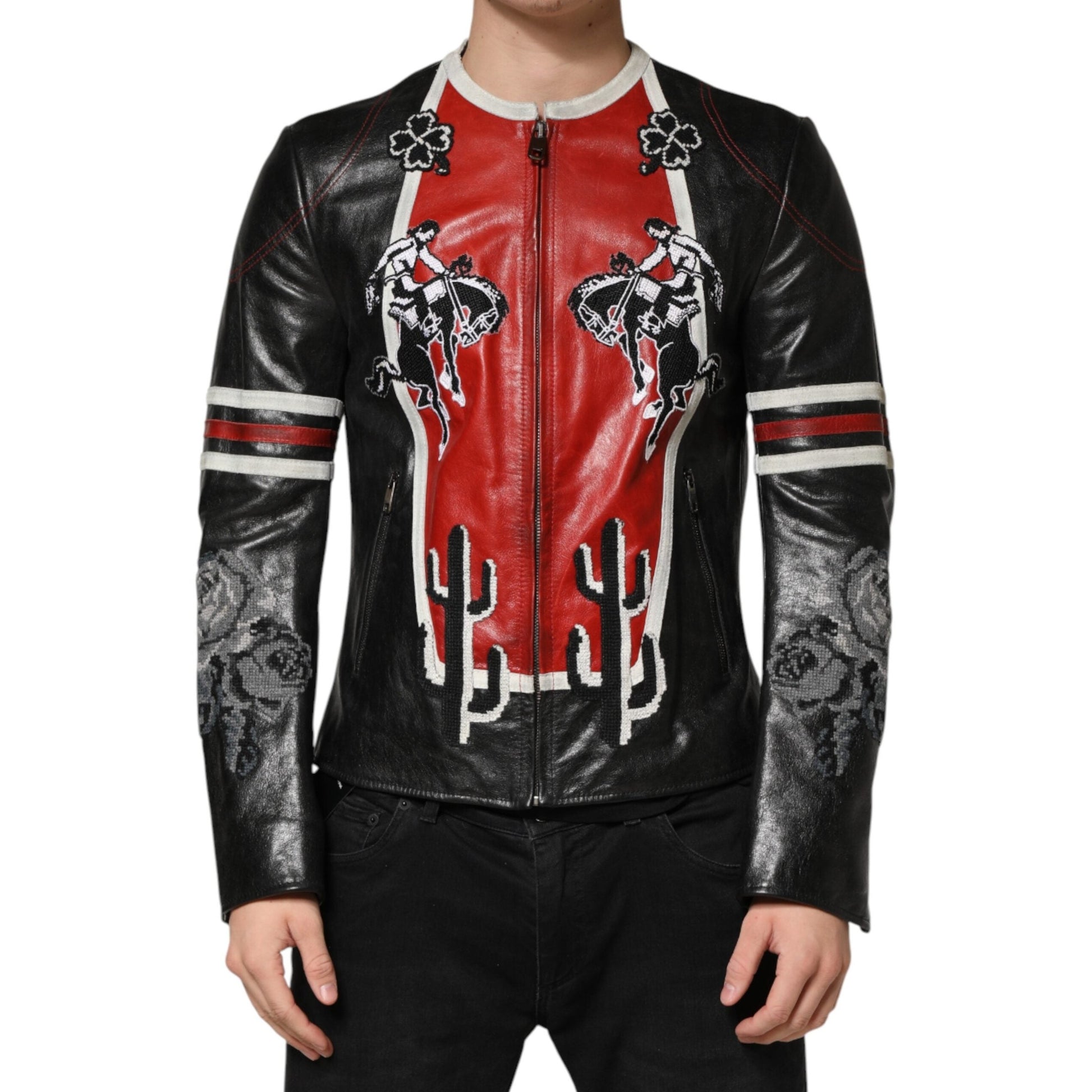 Dolce & Gabbana Multicolor Guns n' Roses Full Zip Men Biker Jacket Dolce & Gabbana
