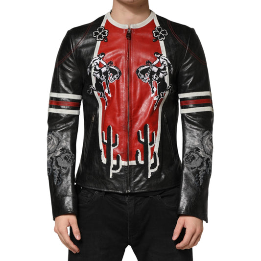 Dolce & Gabbana Multicolor Guns n' Roses Full Zip Men Biker Jacket Dolce & Gabbana