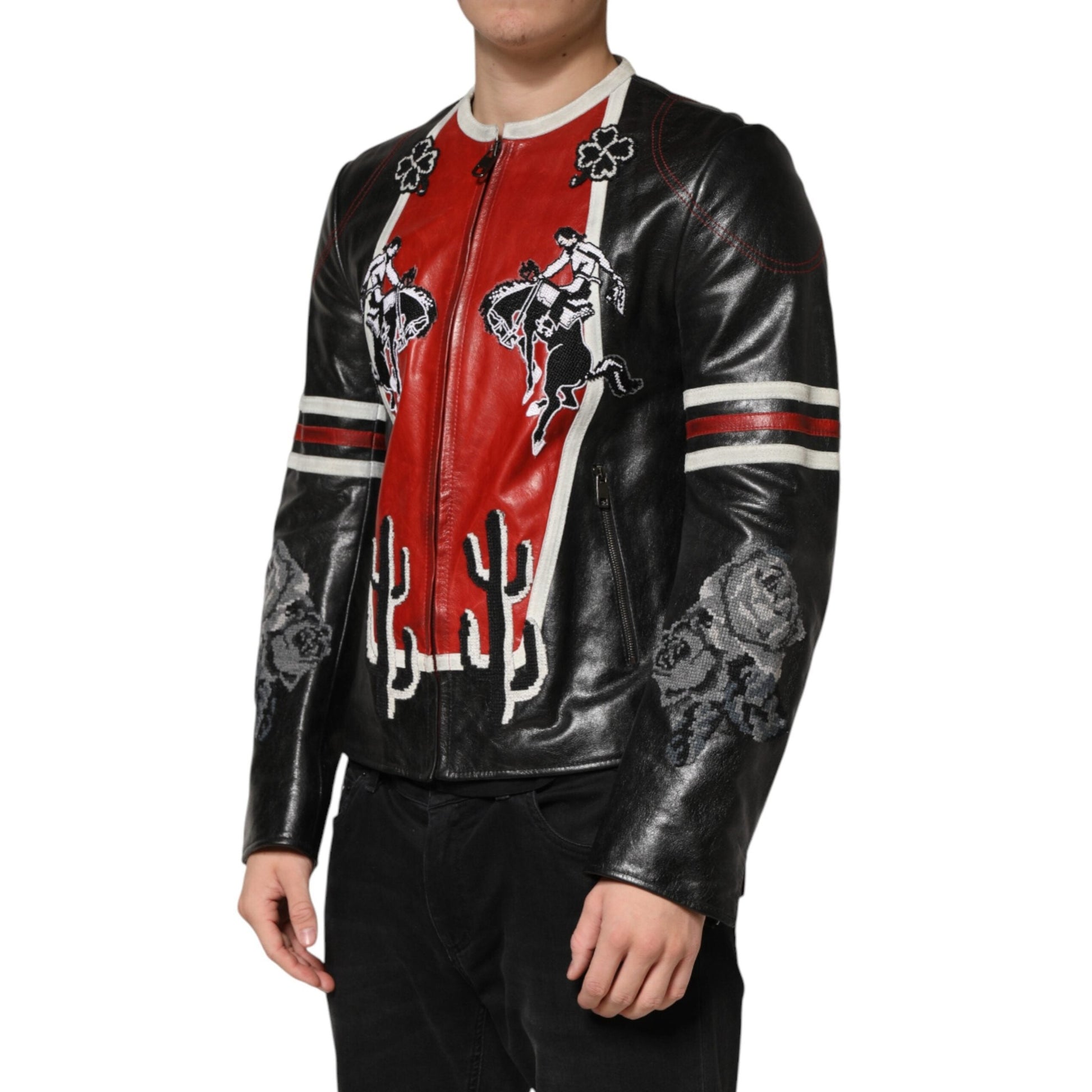 Dolce & Gabbana Multicolor Guns n' Roses Full Zip Men Biker Jacket Dolce & Gabbana