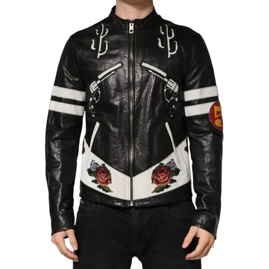 Dolce & Gabbana Black Guns n' Roses FullZip Men Biker Jacket Dolce & Gabbana