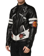Dolce & Gabbana Black Guns n' Roses FullZip Men Biker Jacket - Eljoys Fashion 
