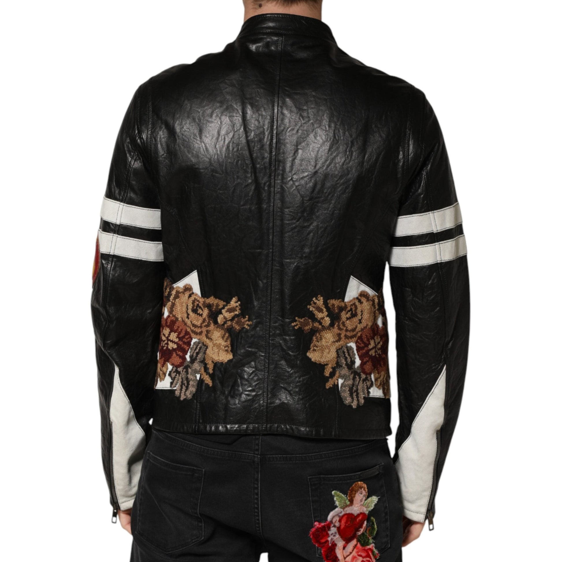 Dolce & Gabbana Black Guns n' Roses FullZip Men Biker Jacket Dolce & Gabbana