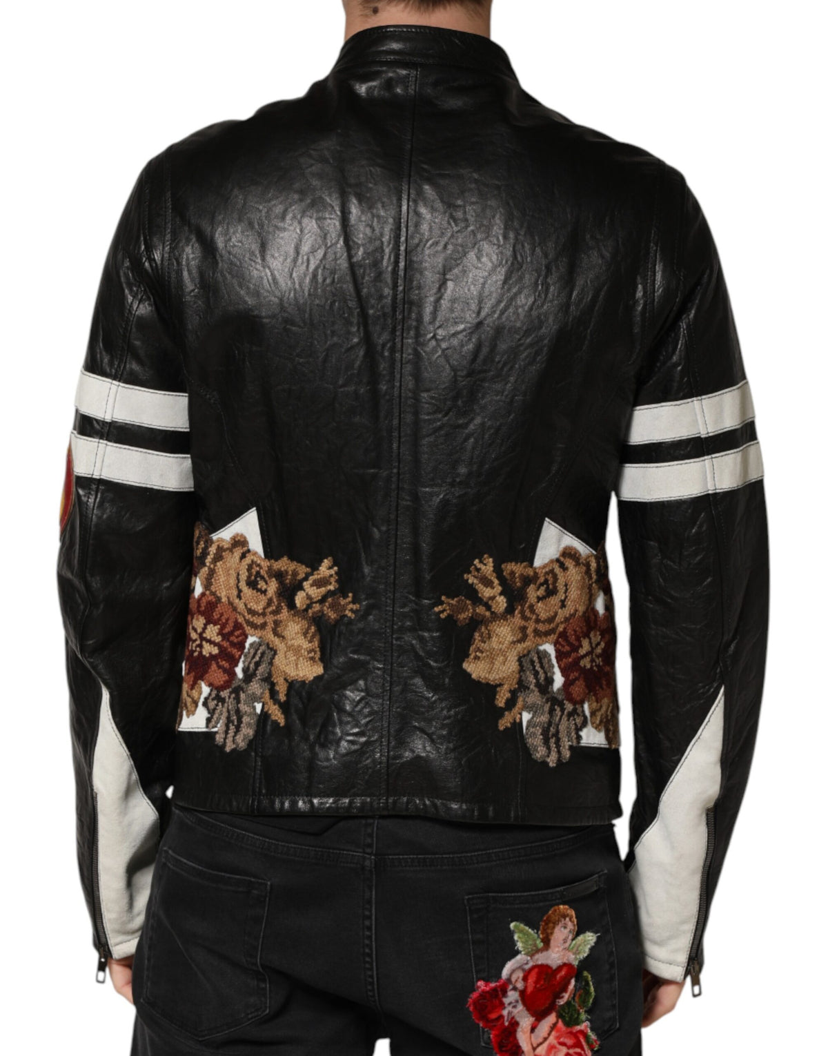 Dolce & Gabbana Black Guns n' Roses FullZip Men Biker Jacket - Eljoys Fashion 