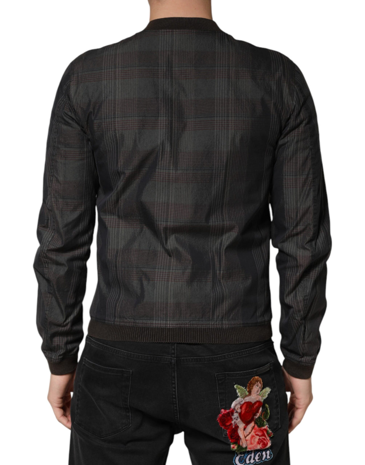 Dolce & Gabbana Black Stripes Cotton Full Zip Bomber Jacket - Eljoys Fashion 