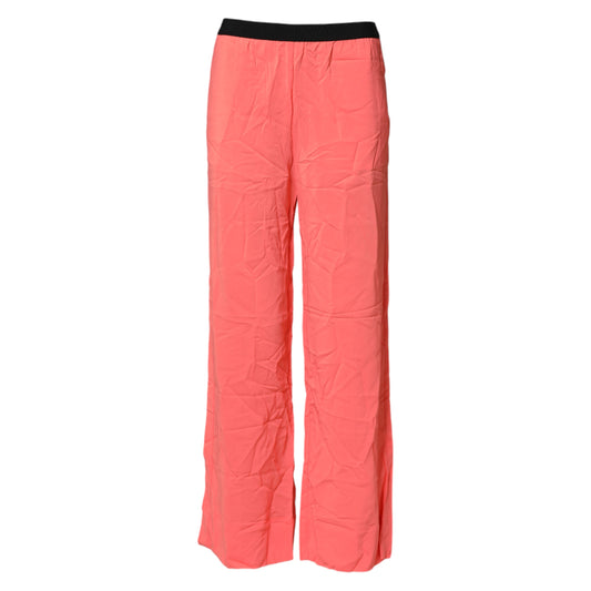 Jucca Neon Pink High Waist Straight Wide Leg Trouser Pants Jucca