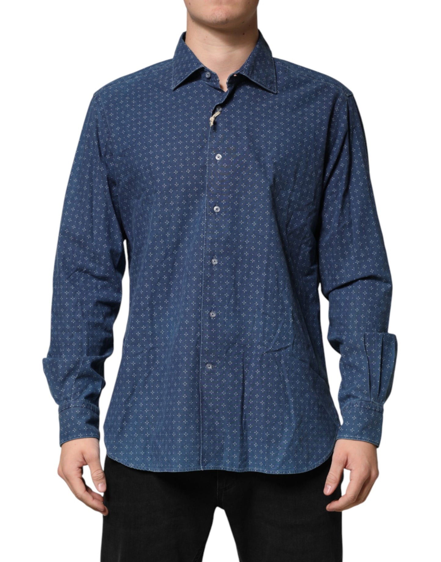 Orian 1968 Blue Button Down Long Sleeves Men Shirt Orian 1968