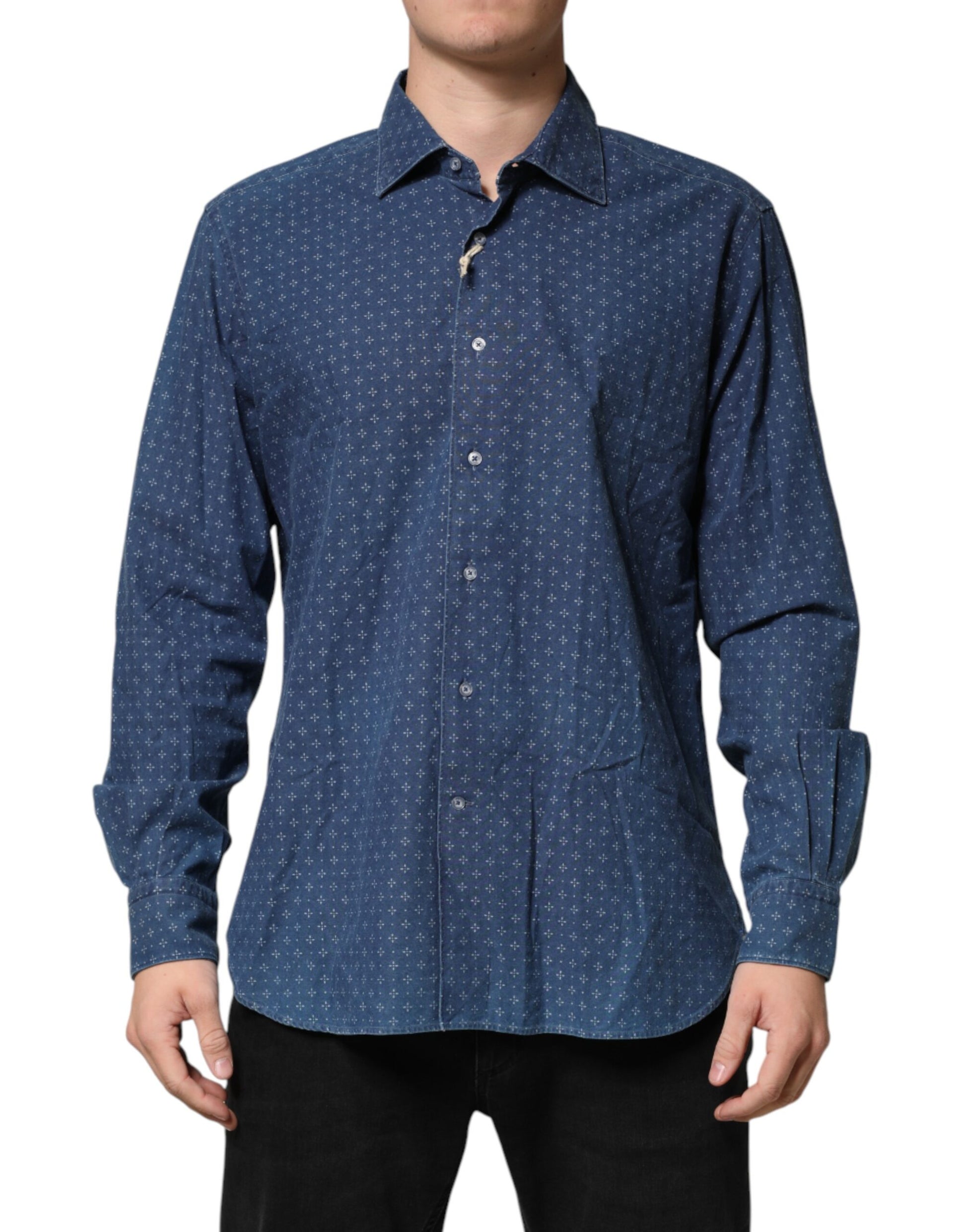 Orian 1968 Blue Button Down Long Sleeves Men Shirt Orian 1968