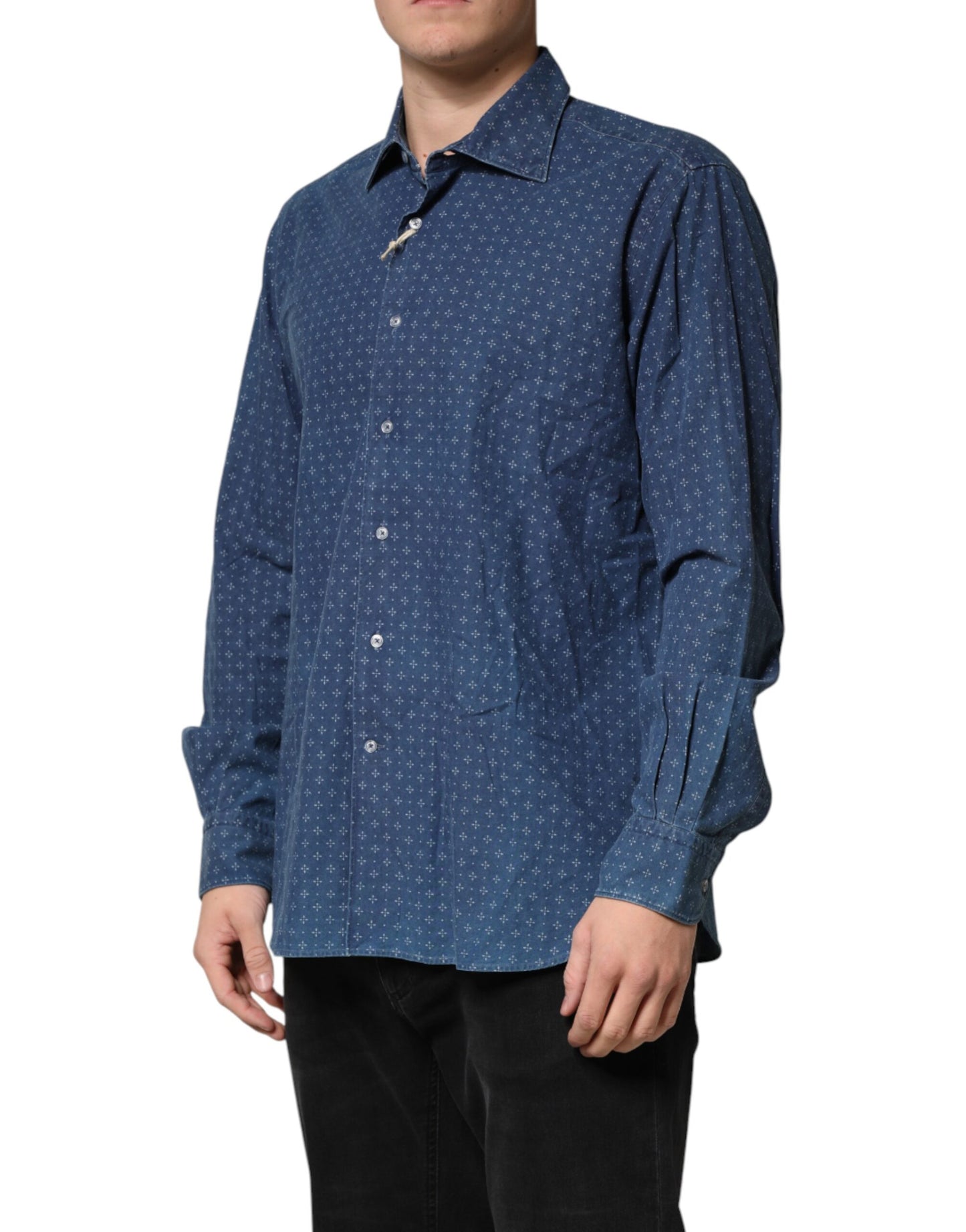 Orian 1968 Blue Button Down Long Sleeves Men Shirt Orian 1968