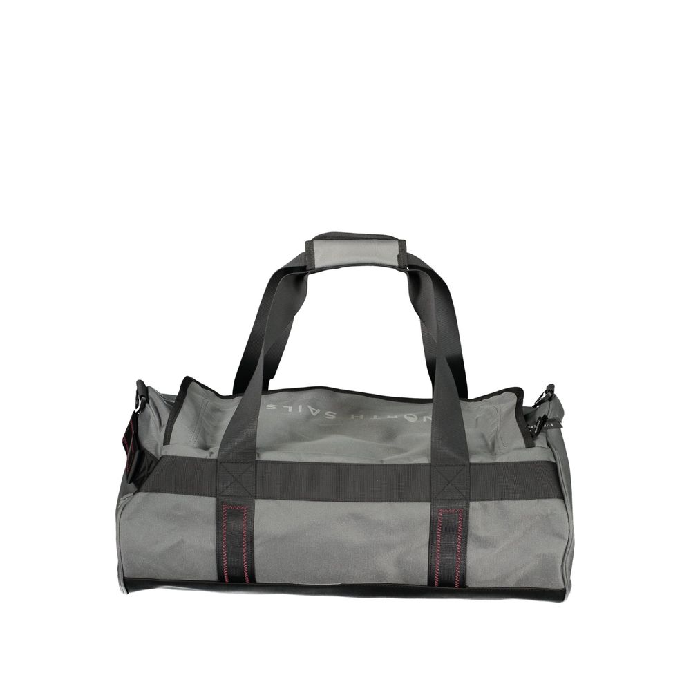 North Sails Grigio polyester men's duffle bag with shoulder strap and zippered compartments, suitable for travel and gym use.