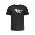 Black Fila men's cotton T-shirt with round neckline and short sleeves, shown flat on a white background.